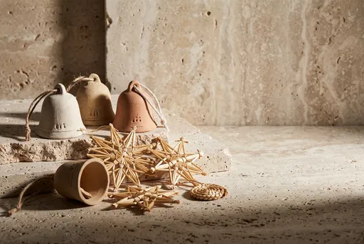 Artisan Clay Bells and Straw Ornaments