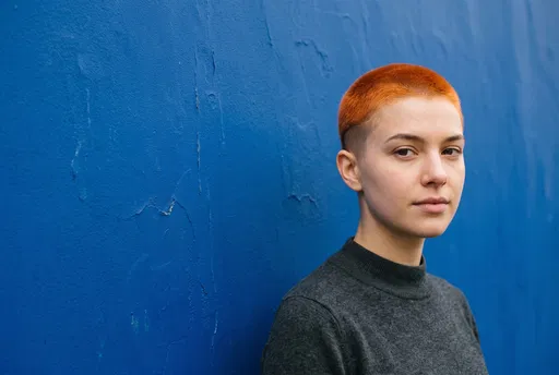 Woman with Orange Buzz Cut
