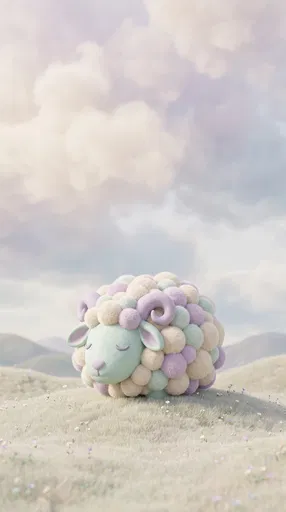 Pastel 3D Sheep In Dreamy Meadow