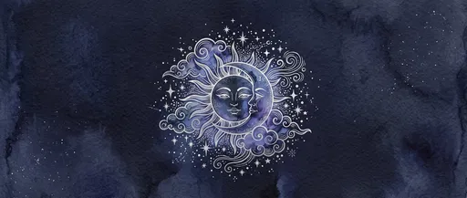 Celestial Sun and Moon Watercolor Banner