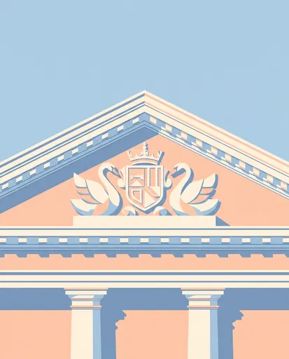 Pastel Architectural Pediment With Swan Crest