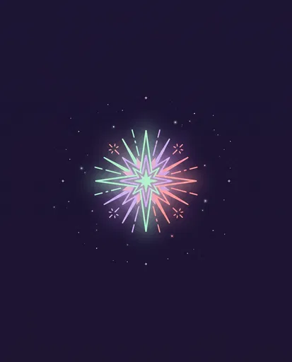 Glowing Pastel Starburst on Dark Background