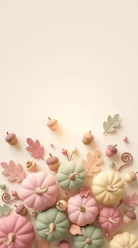 Pastel 3D Autumn Pumpkins Flat Lay