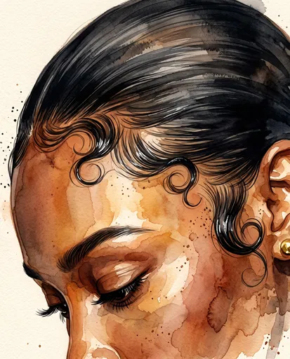 Watercolor Beauty Portrait of Styled Baby Hairs