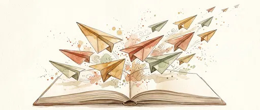 Watercolor Paper Airplanes Launching From Open Book