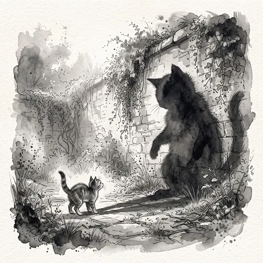 Startled Kitten Facing Giant Shadow