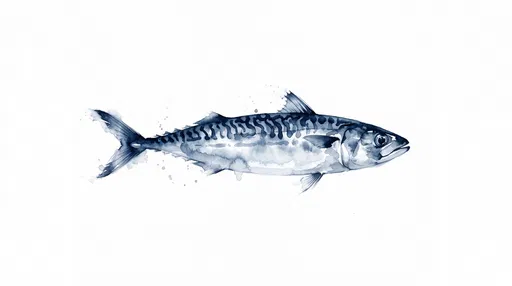 Indigo Watercolor Illustration of Atlantic Mackerel