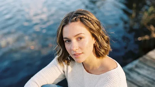 Woman With Braided Wavy Bob by Water