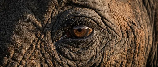 Close-Up of Dusty African Elephant Eye
