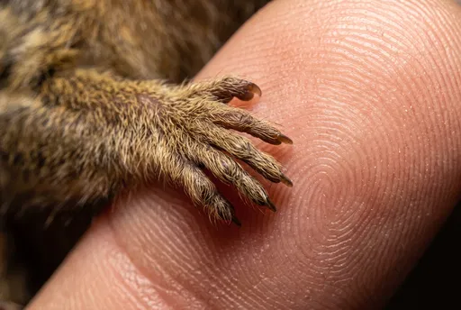 Tiny Marmoset Paw on Human Finger