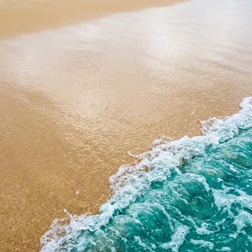 Turquoise Ocean Wave on Wet Sand