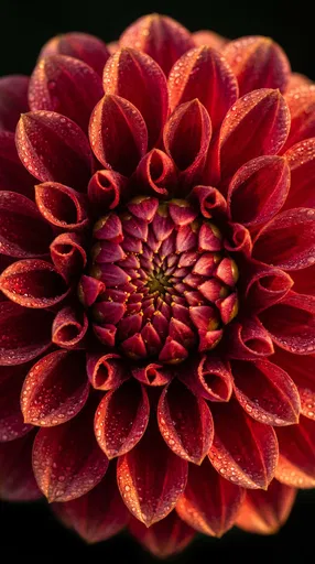 Macro Crimson Dahlia on Black