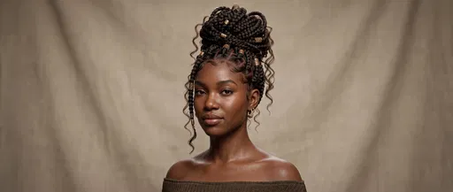 Portrait of Woman with Braided High Bun