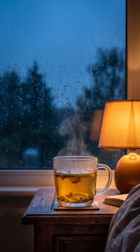 Steaming Herbal Tea by Rainy Window