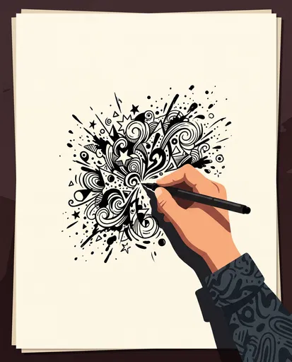Hand Drawing Abstract Ink Doodle Illustration