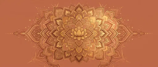 Golden Lotus Mandala on Terracotta Background