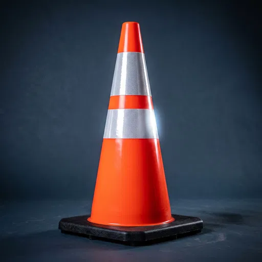 Orange Traffic Cone on Dark Background