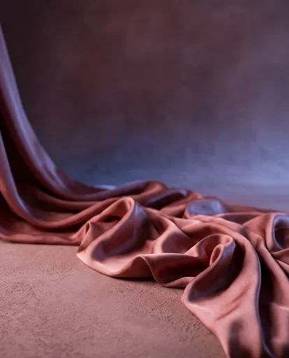 Draped Terracotta Silk Fabric Studio Background