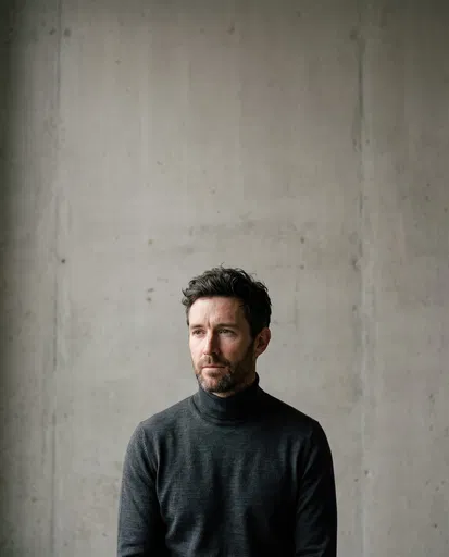 Portrait of Man in Charcoal Turtleneck