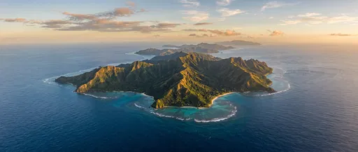 Panoramic Aerial View of Tropical Island Chain