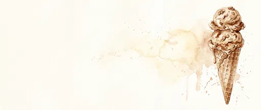 Sepia Watercolor Ice Cream Cone Banner