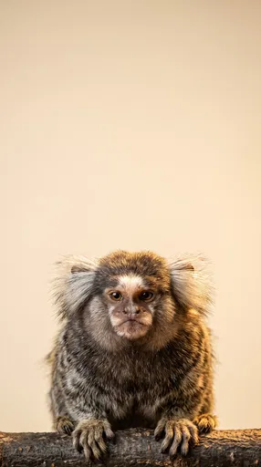 Grumpy Marmoset Portrait With Copy Space