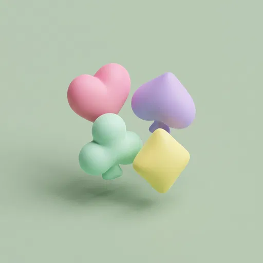 Pastel Inflated Playing Card Suits