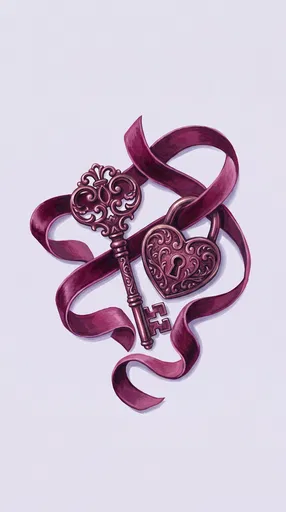Ornate Key and Heart Padlock Illustration