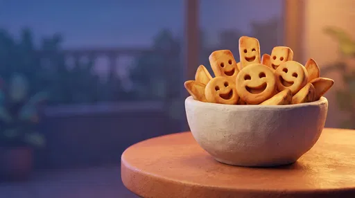 Bowl of Smiley Face Fries at Twilight