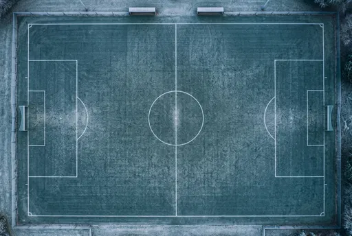 Aerial View of Frosty Football Pitch
