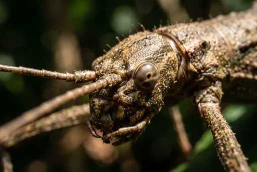 Macro Close-Up of Stick Insect Head