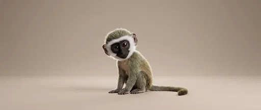 Stylized 3D Vervet Monkey on Beige Background