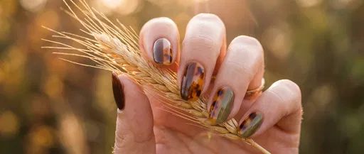 Autumn Tortoiseshell and Olive Nail Art