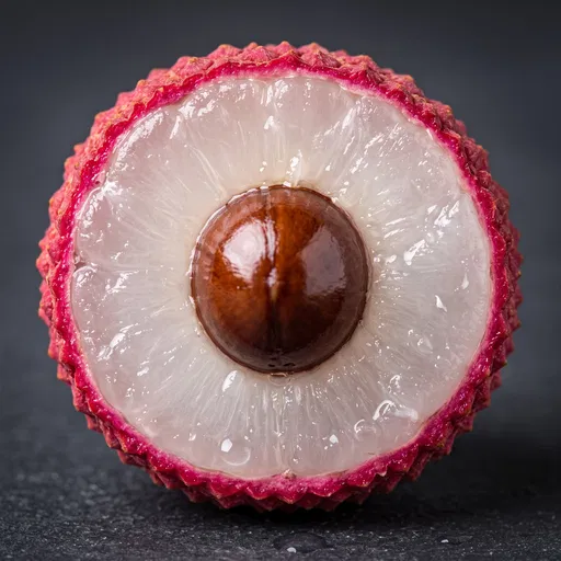 Macro Half Sliced Fresh Lychee Fruit