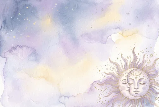 Pastel Watercolor Celestial Sun and Moon Background