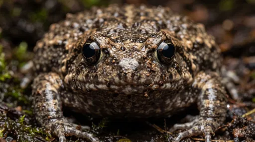 Macro Close-Up of Wet Mottled Toad