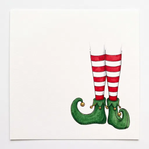 Marker Drawing of Christmas Elf Shoes