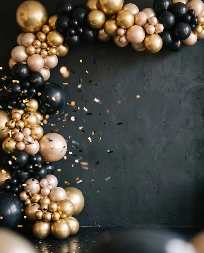 Gold and Black Balloon Arch Background