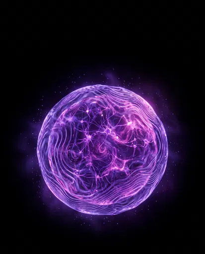 Glowing Purple AI Neural Sphere