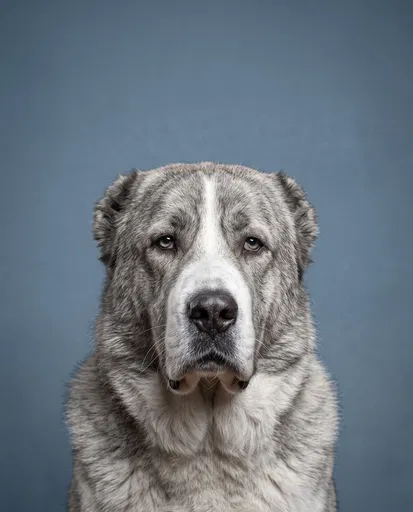 Gray Central Asian Shepherd Studio Portrait