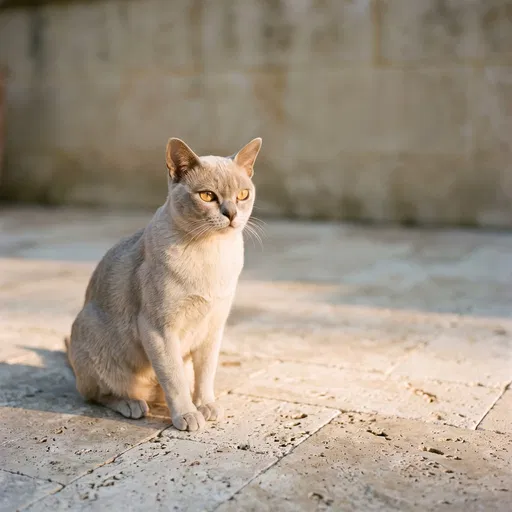 Platinum Burmese Cat in Golden Sunlight