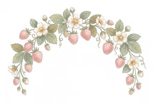 Pastel Strawberry Garland Arch Illustration