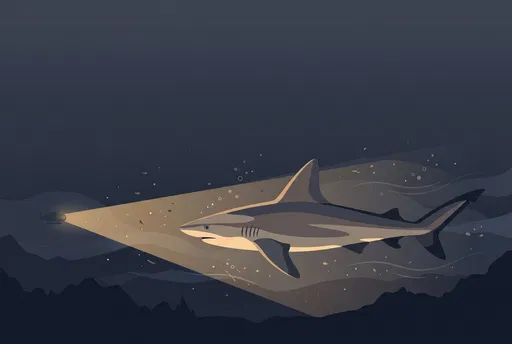 Submarine Light Illuminating Deep Sea Shark