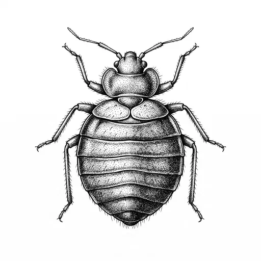Monochrome Stippled Bed Bug Scientific Illustration