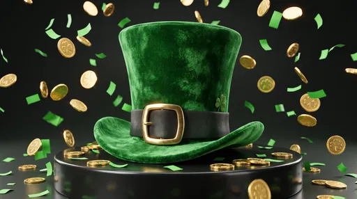 Green Velvet Leprechaun Hat With Gold Coins