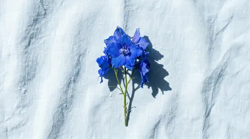 Blue Delphinium Flower on Ice-Blue Linen
