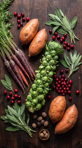 Thanksgiving Harvest Ingredients Flat Lay