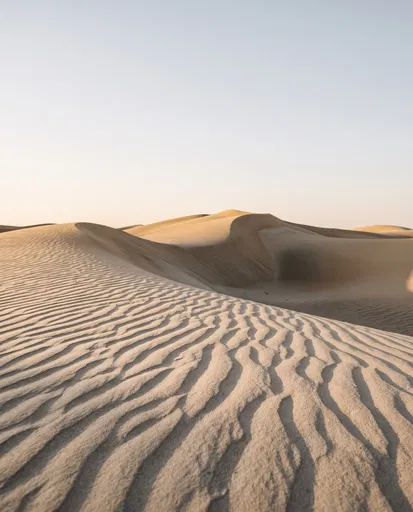 Rippled Desert Sand Dunes at Golden Hour