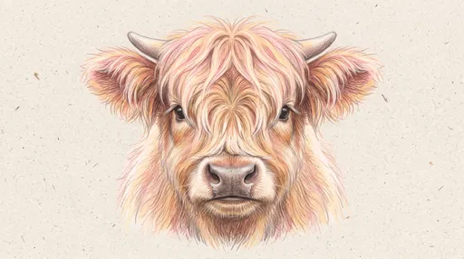 Colored Pencil Highland Calf Portrait