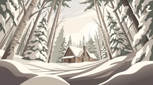 Cozy Winter Cabin in Snowy Forest